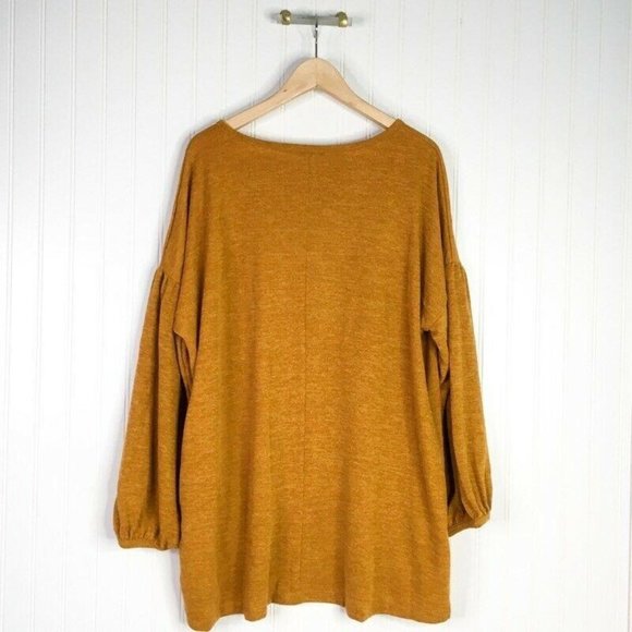 Shop Basic Womens Tunic Sweater Yellow Marled Stre - Picture 2 of 5